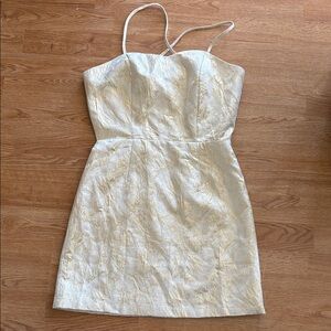 Forever 21 Strapless White and Gold Dress